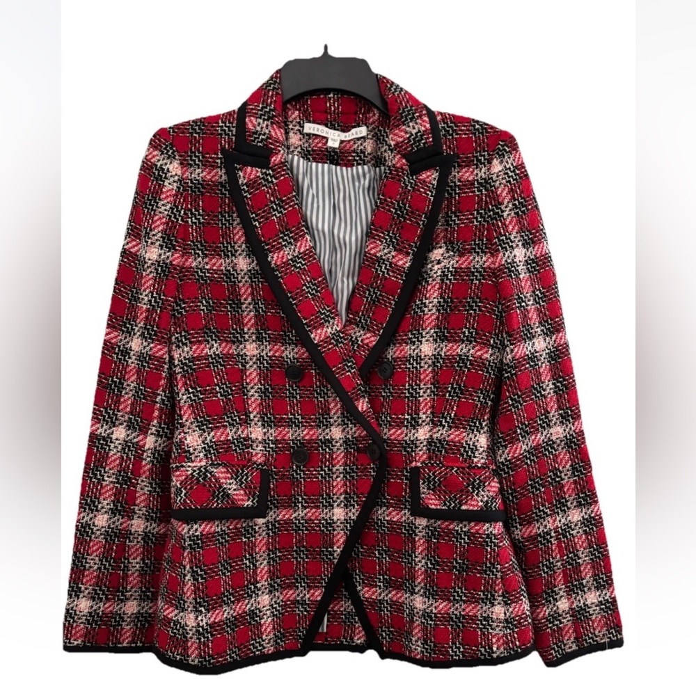 $698 Veronica Beard Harriet Cutaway Dickey Jacket stunning luxe red tweed sz 2 - Picture 5 of 16
